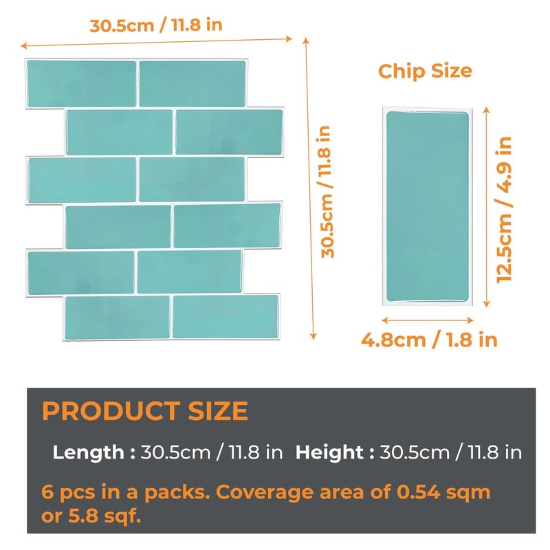 WALPLUS Premium 12 Sheets Peel and Stick Kitchen Backsplash Tile Stickers Self Adhesive Stick on Subway Tile 12" x 6" Bathroom Splashback Water Heat Resistant 3D Wall Tiles Green Glossy - Image 5