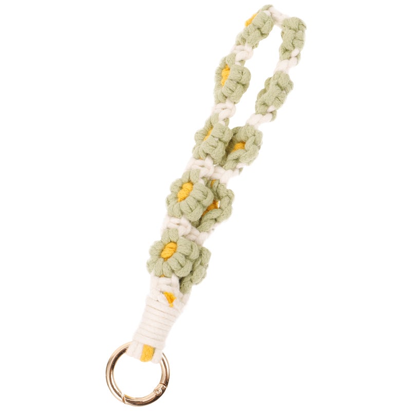 Phone Lanyard Wrist Strap Woven Phone Wrist Lanyard Keychain Flower Phone Charm - Image 4