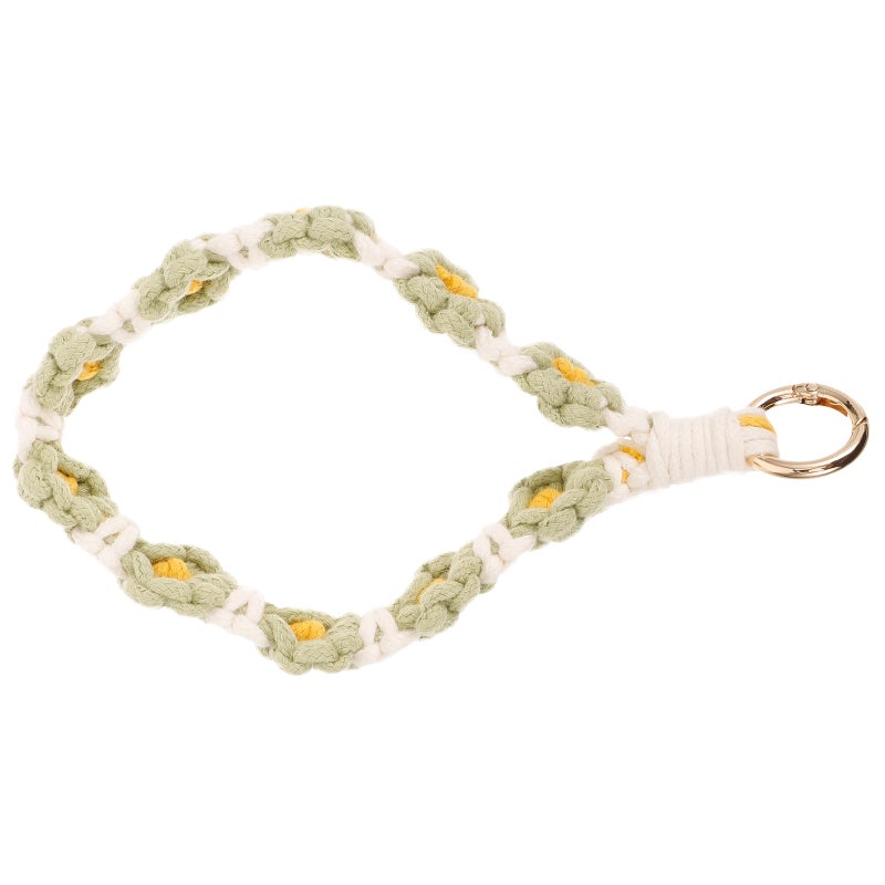 Phone Lanyard Wrist Strap Woven Phone Wrist Lanyard Keychain Flower Phone Charm - Image 1