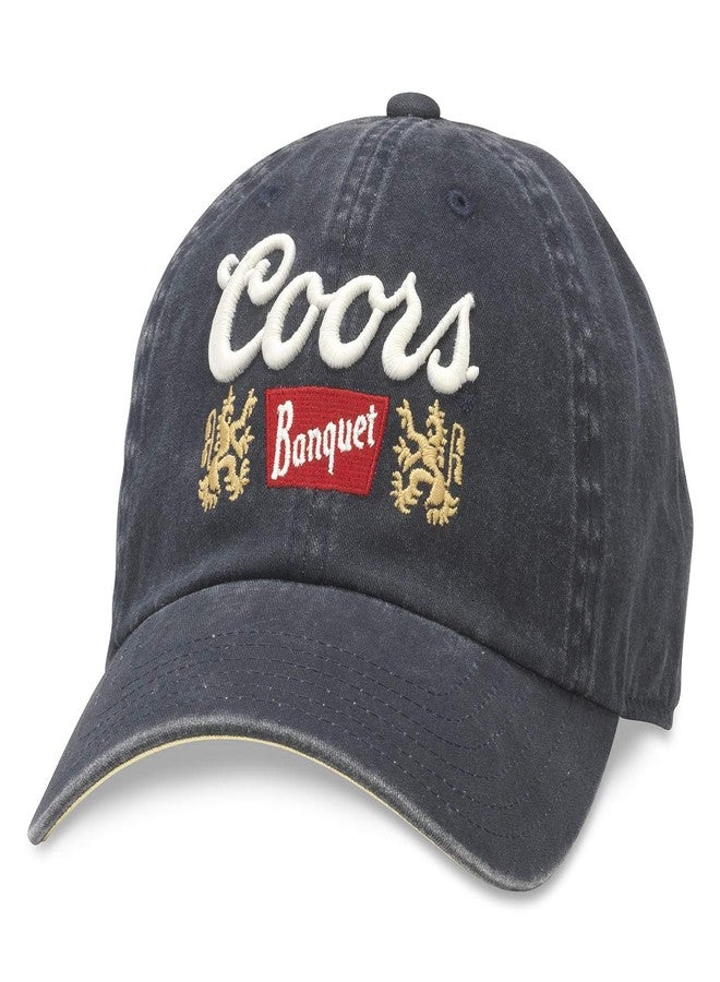 AMERICAN NEEDLE Coors Banquet Beer New Raglan Adjustable Strapback Hat Navy (MILLER-1905C) - Image 1