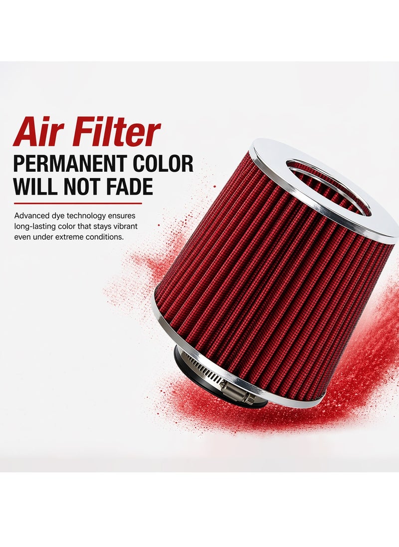 Spectre 8132 Universal High Performance Air Filter Washable Reusable Cone Intake Filter for Car SUV Truck Racing Cold Air Intake System Clamp On Engine Air Cleaner Red Performance Filter 6 Inch x 6.75 Inch Automotive Intake Filter - Image 5