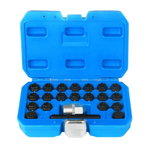 YUANRI 22 PCS Wheel Locks Kit Compatible with Audi Series, Lug Nut Removal Set With Adapter, Automotive Wheel Lock Nuts Key Socket Set - Image 1