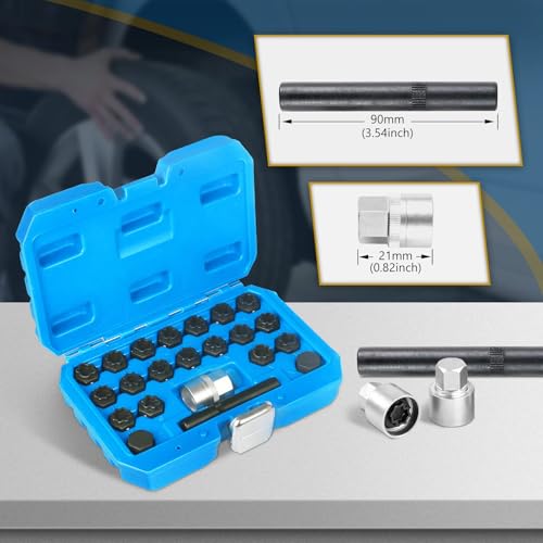 YUANRI 22 PCS Wheel Locks Kit Compatible with Audi Series, Lug Nut Removal Set With Adapter, Automotive Wheel Lock Nuts Key Socket Set - Image 5