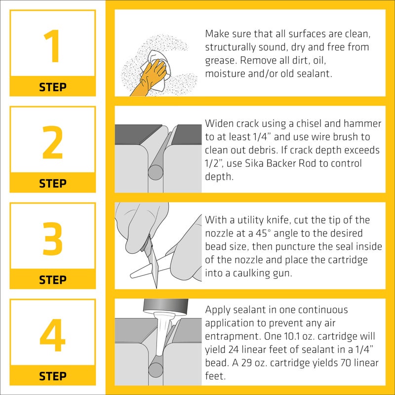 SIKA سيكافليكس سيلف ليفلينغ سيلاينت، رمادي، بولي يوريثان مع قدرة تسريع الشفاء لتعبئة المفاصل التمددية الأفقية في الخرسانة، 29 أونصة سائلة كارتريدج - Image 4