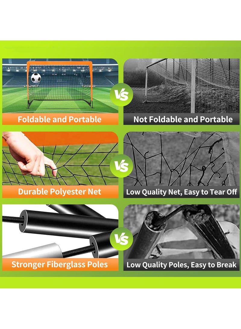 founder 2 Pack Portable Soccer Goals with Carry Bag for Backyard, Indoor and Outdoor Pop Up Football Goals for Toddler Youth Adults-Orange - Image 2