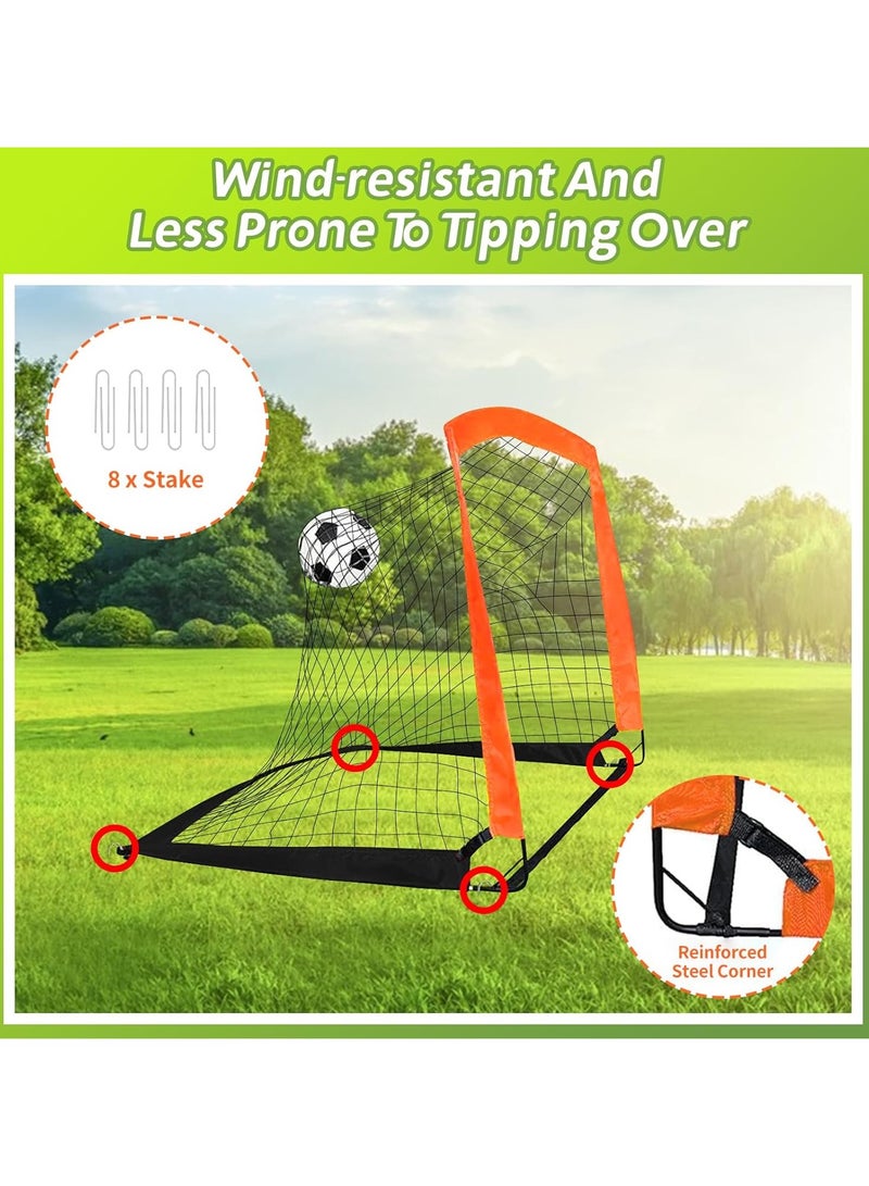 founder 2 Pack Portable Soccer Goals with Carry Bag for Backyard, Indoor and Outdoor Pop Up Football Goals for Toddler Youth Adults-Orange - Image 3