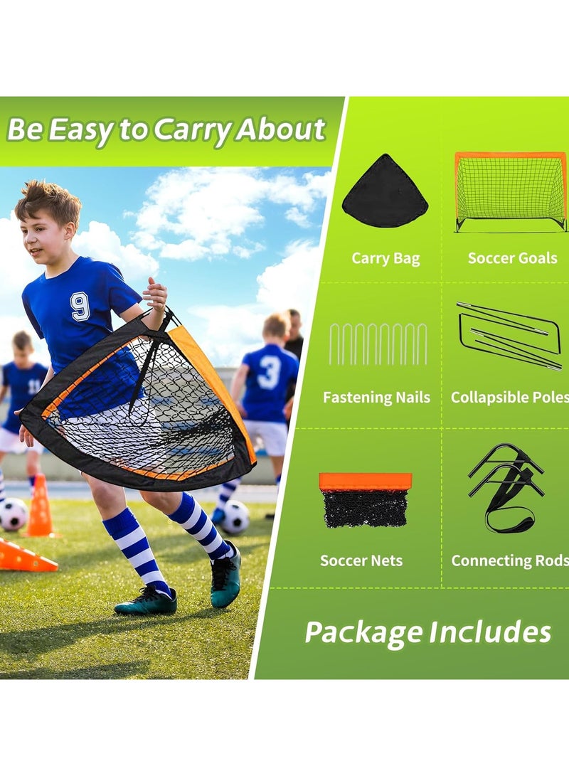 founder 2 Pack Portable Soccer Goals with Carry Bag for Backyard, Indoor and Outdoor Pop Up Football Goals for Toddler Youth Adults-Orange - Image 4