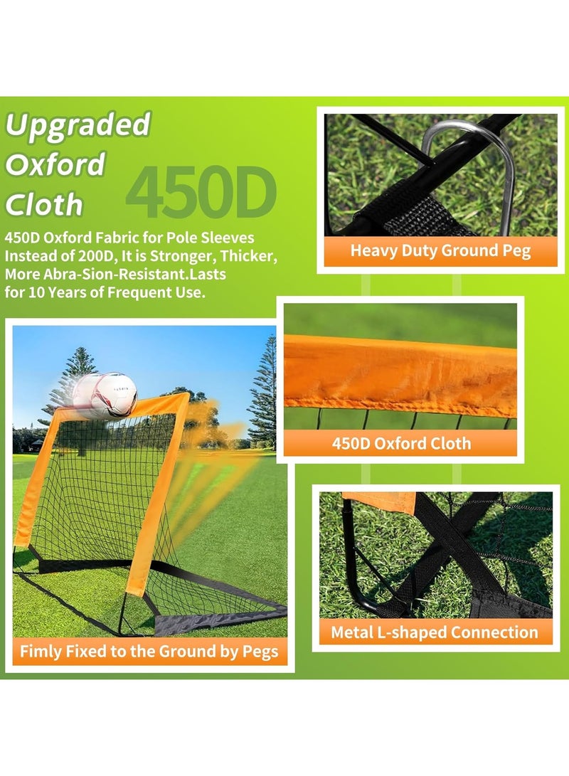 founder 2 Pack Portable Soccer Goals with Carry Bag for Backyard, Indoor and Outdoor Pop Up Football Goals for Toddler Youth Adults-Orange - Image 5