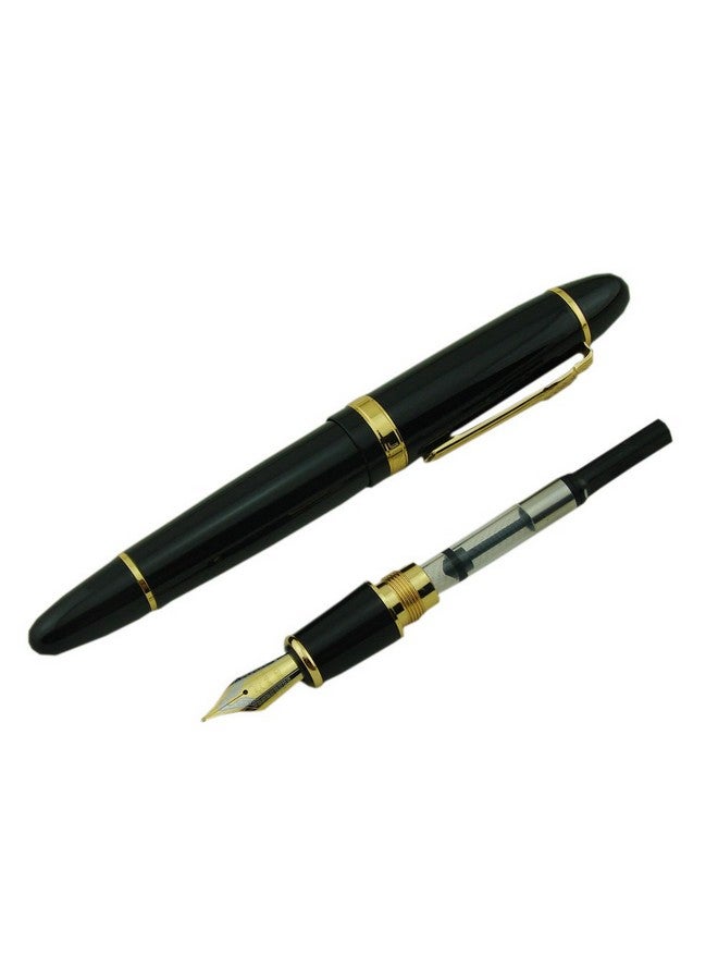 Lanxivi Jinhao 159 Fountain Pen Medium Black Lacquer Gold Trim Big Heavy With Pen Pouch & Refill Ink Converter Business Signature Collection Pen  - Image 5