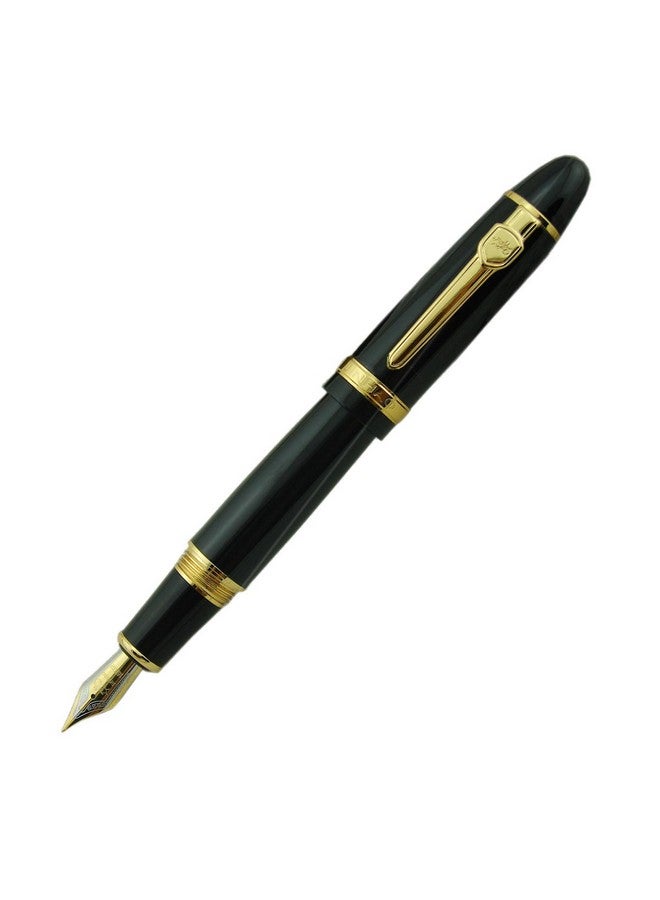 Lanxivi Jinhao 159 Fountain Pen Medium Black Lacquer Gold Trim Big Heavy With Pen Pouch & Refill Ink Converter Business Signature Collection Pen  - Image 2