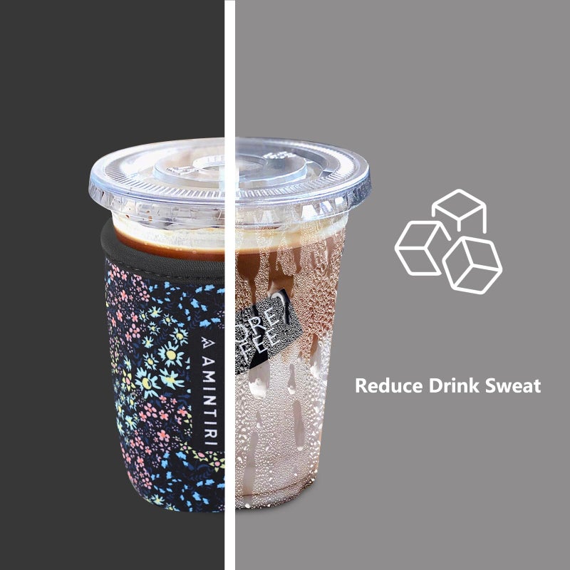 Amintiri 3 Pack Reusable Sleeve for Iced Coffee Cup  Coffee Neoprene Sleeve for Iced&Hot Drinks  Coffee Sleeve Compatible with Starbucks  Dunkin Coffee Cup. (Early Spring) - Image 2