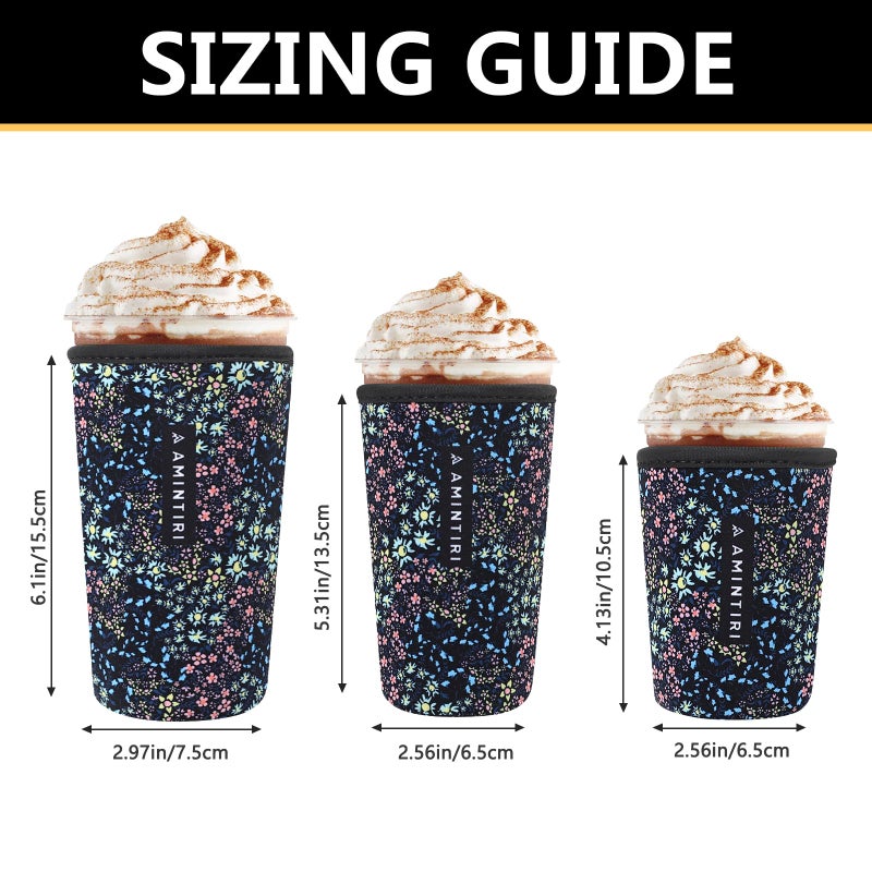 Amintiri 3 Pack Reusable Sleeve for Iced Coffee Cup  Coffee Neoprene Sleeve for Iced&Hot Drinks  Coffee Sleeve Compatible with Starbucks  Dunkin Coffee Cup. (Early Spring) - Image 1