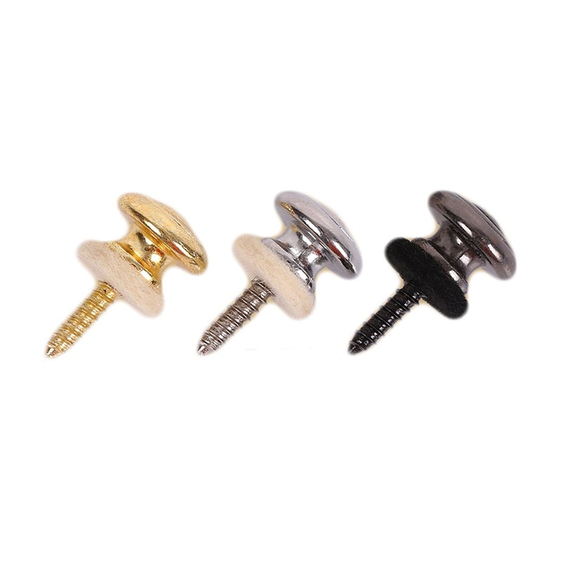 Kasteco 6 Pieces Mushrooms Head Guitar Strap Buttons Strap Locks Chrome (Black Gold Silver) - Image 3