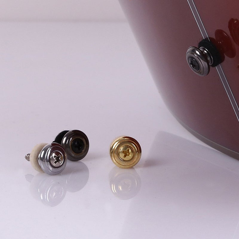 Kasteco 6 Pieces Mushrooms Head Guitar Strap Buttons Strap Locks Chrome (Black Gold Silver) - Image 5