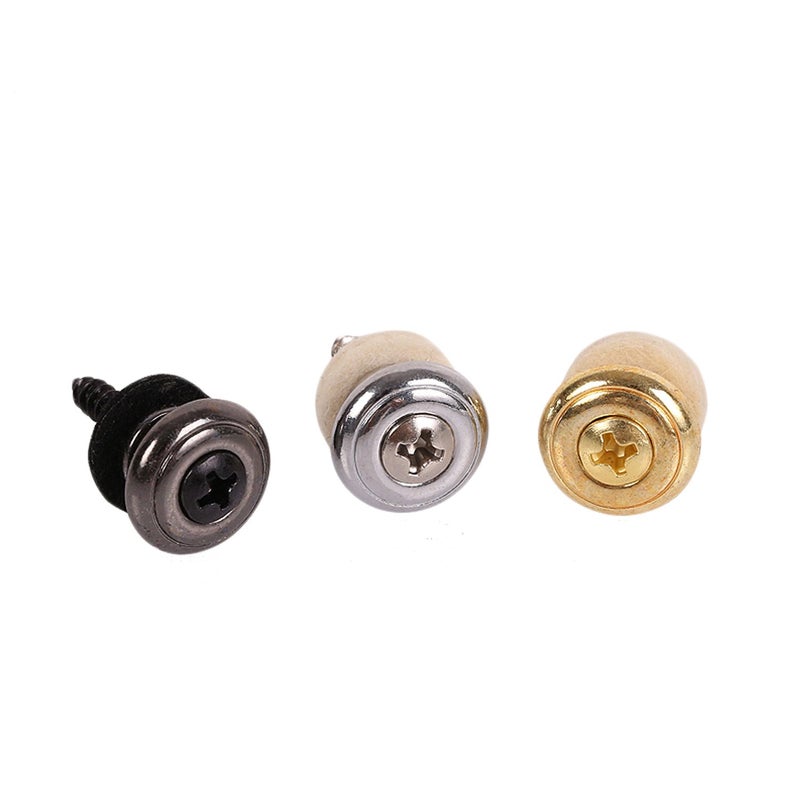 Kasteco 6 Pieces Mushrooms Head Guitar Strap Buttons Strap Locks Chrome (Black Gold Silver) - Image 4