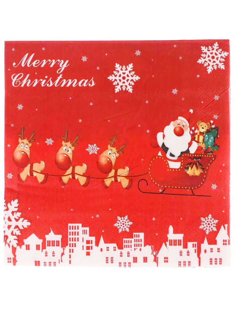 ZAFAA HOME Merry Christmas Red Napkins – 20 Sheets/Bag with Snowman Design for Holiday Parties, Festive Table Decor, and Christmas Celebrations - Image 1