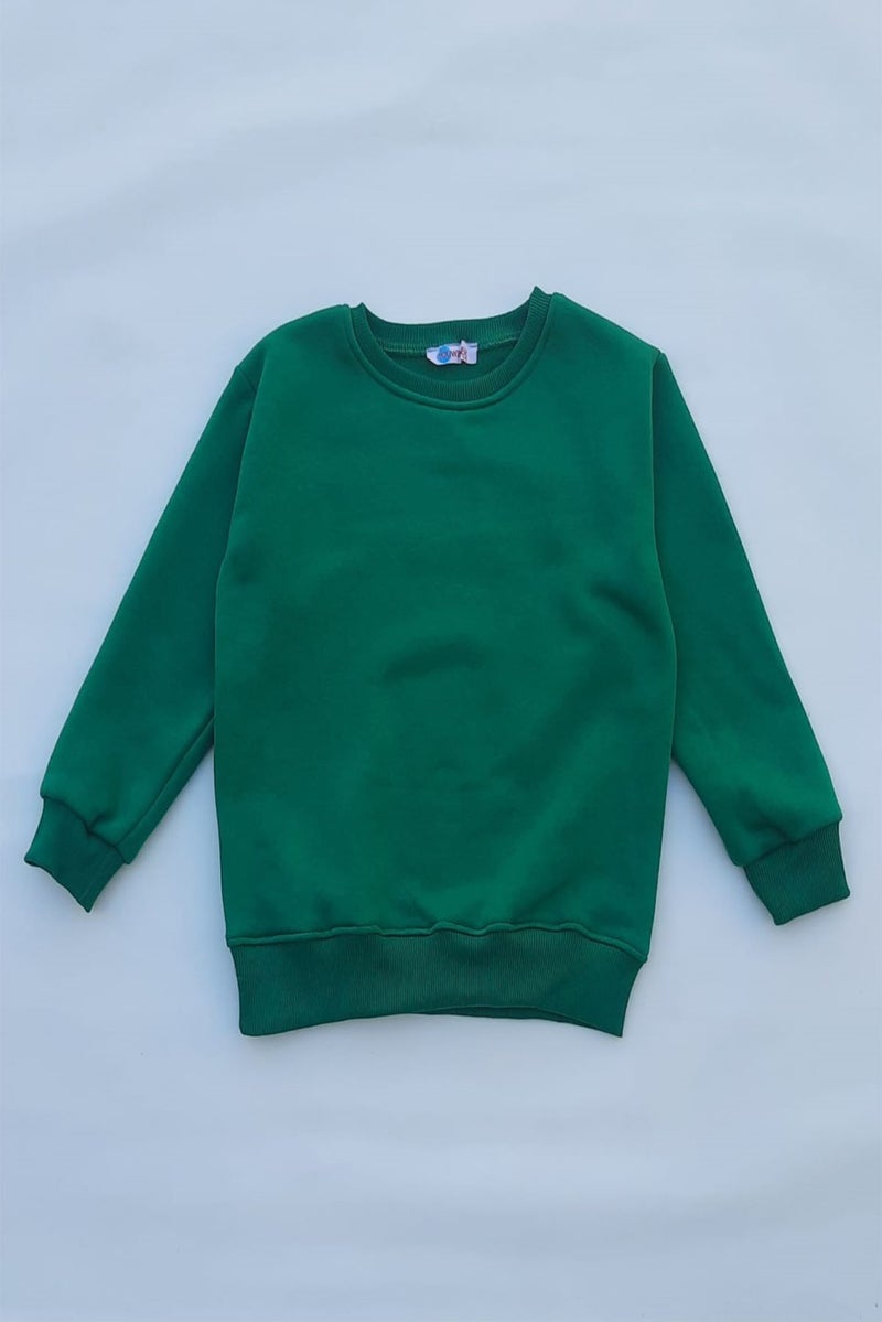 The Wert Unisex Green Basic Polar Fleece Knitted Thick Sweatshirt  - Image 1