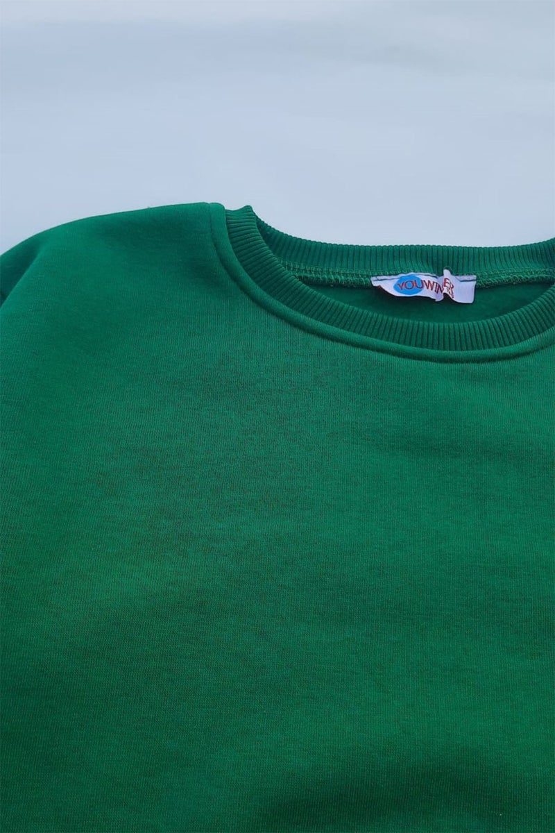 The Wert Unisex Green Basic Polar Fleece Knitted Thick Sweatshirt  - Image 3