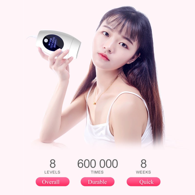 IPL Hair Removal Device: 600,000 Flashes 8 Energy Levels White UK Plug - Permanent Hair Regrowth Reduction With Digital Display Adjustable Flash Modes Painless Hair Removal for Whole-Body At-Home Use - Image 2