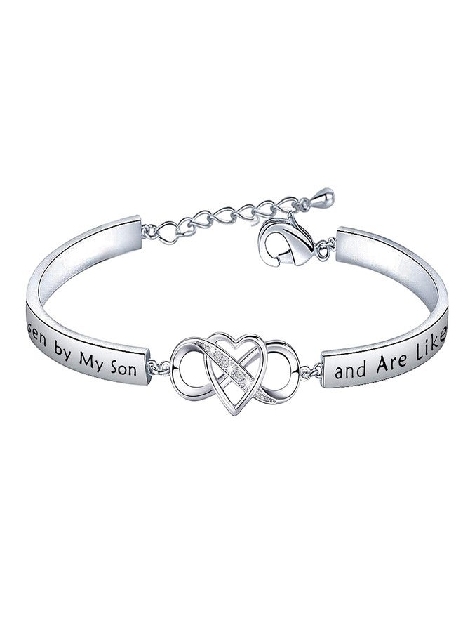 FEELMEM Daughter-in-Law Gift Bracelet You Were Hand Chosen by My Son and Are Like A to Me Gift for Daughter in Law (Bar bracelet silver) - Image 1