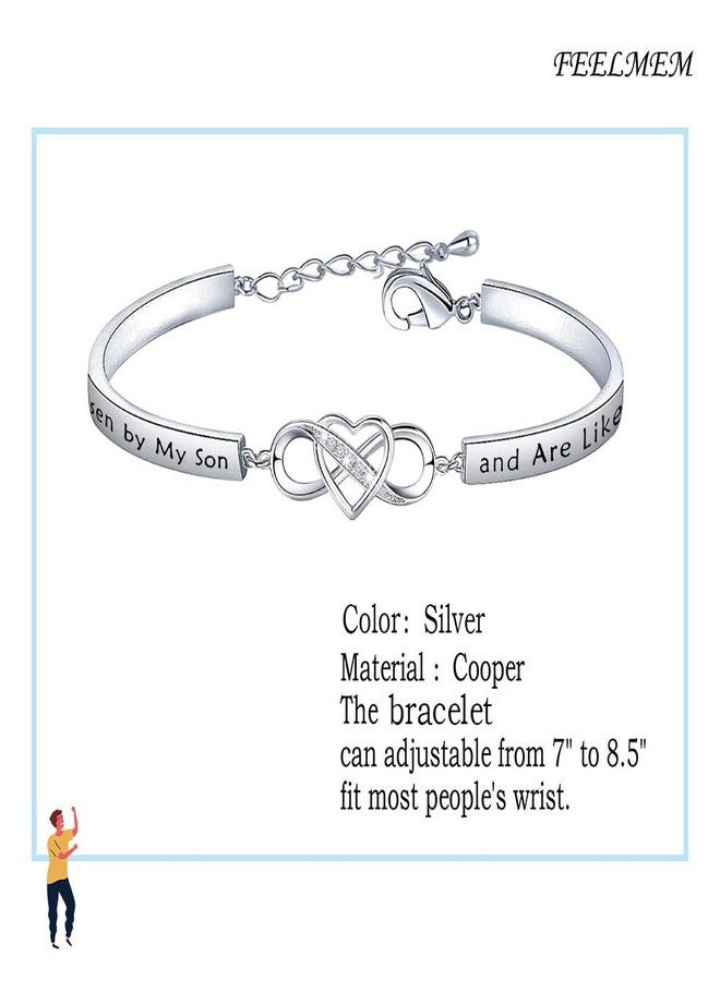 FEELMEM Daughter-in-Law Gift Bracelet You Were Hand Chosen by My Son and Are Like A to Me Gift for Daughter in Law (Bar bracelet silver) - Image 2