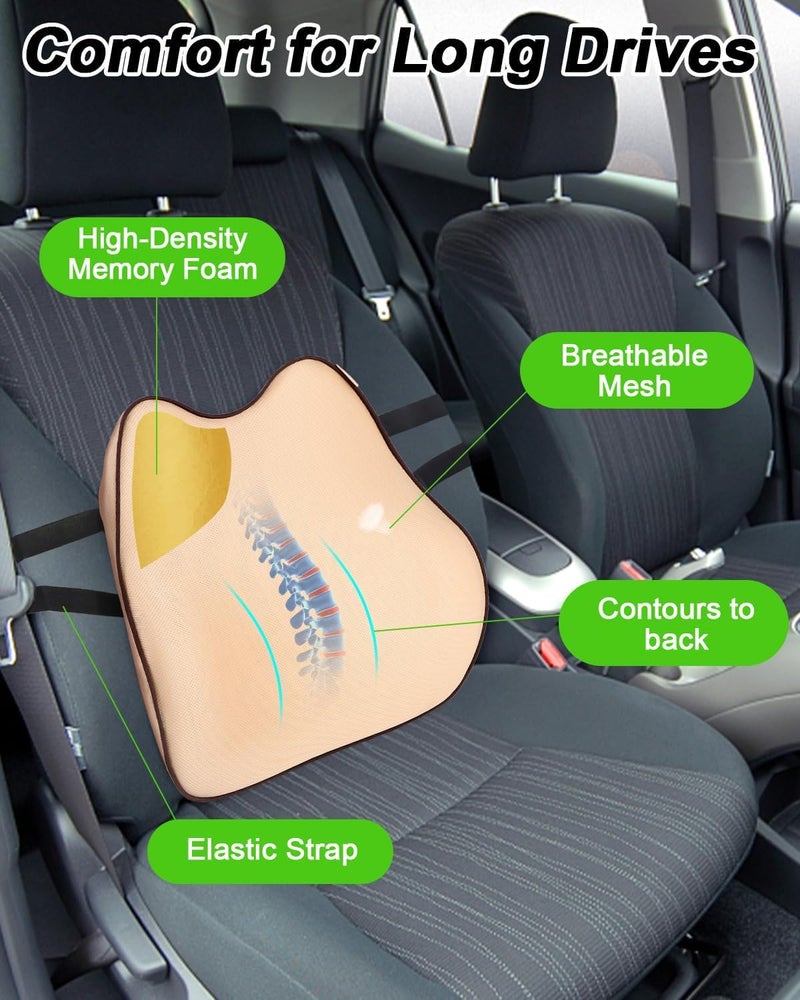 كاست ويف وسادة دعم أسفل الظهر من Everlasting Comfort للكرسي المكتبي، دعم أسفل الظهر من الإسفنج الذكي للسيارة، وسادة ظهر من الإسفنج الذكي للكرسي والسيارة والأريكة - Image 2