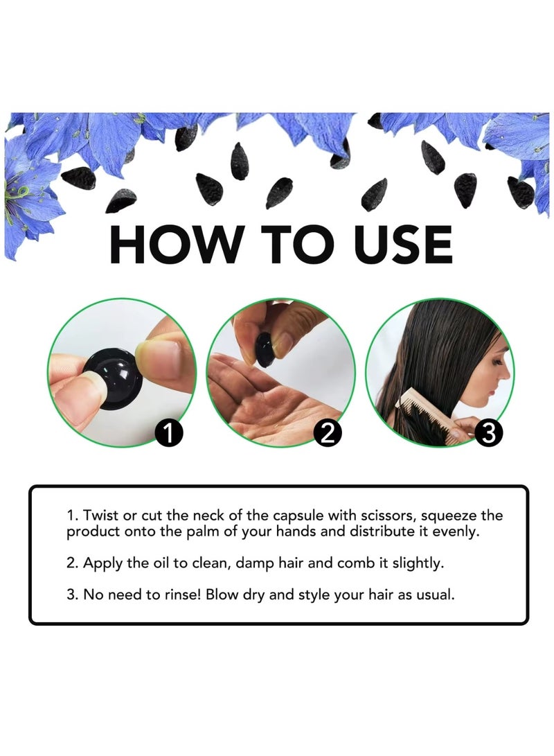 ALIVER 40 Pcs Black Seed Hair Repair Oil Capsules Organic Black Seed Oil with Keratin & Multivitamins Black Seed Hair Repair Oil Shines Nourishing Repair Dry & Damaged Hair Treatment Leave-In Serum - Image 4