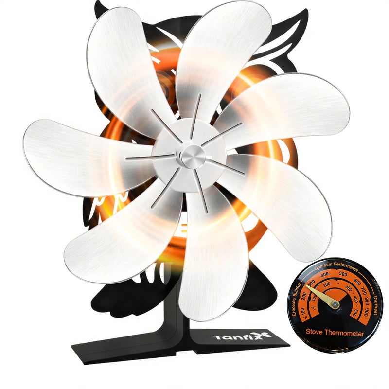 Tanfix 7 Blade Fireplace Fan with Owl Design Heat Powered Stove Fan for Wood Burning Fireplace Silent Operation EcoFriendly Heat Distribution - Image 2