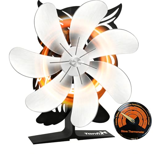 Tanfix 7 Blade Fireplace Fan with Owl Design Heat Powered Stove Fan for Wood Burning Fireplace Silent Operation EcoFriendly Heat Distribution - Image 1