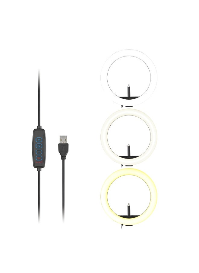 12-inch Ring Light Model M-300 with Mobile Holder, White and Yellow LED Lighting, 3 Professional Color Temperatures for Live Streaming, Selfies, and Beautification, USB Charging  - Image 4