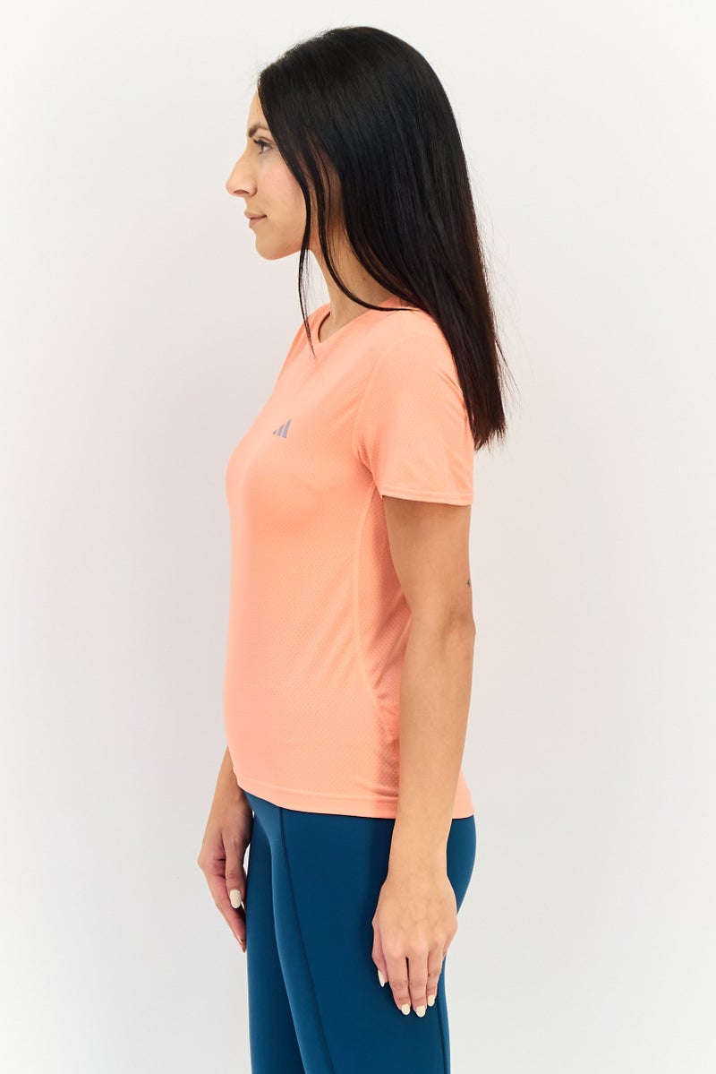 Adidas Women Sportswear Fit Short Sleeve Running T-Shirt, Coral - Image 3