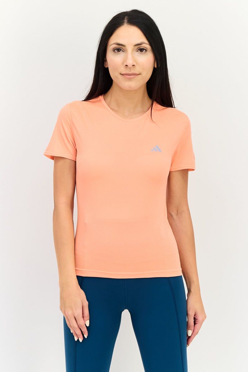 Adidas Women Sportswear Fit Short Sleeve Running T-Shirt, Coral - Image 1
