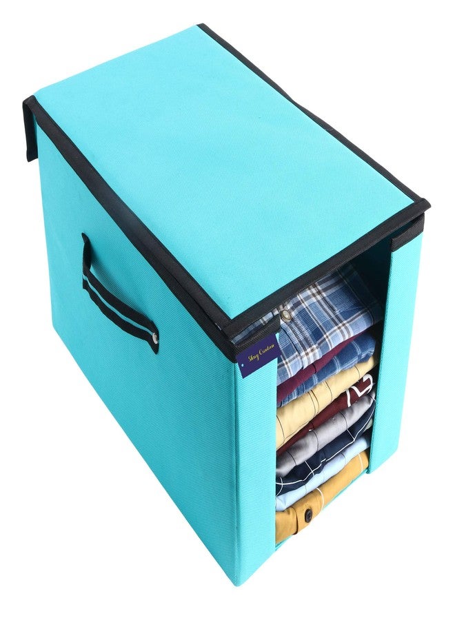 SHREY CREATION Foldable Shirt Organizer Non woven Wardrobe Clothe Storage Box With Lid and Handle for Shirt Tshirt, cloth (Reliance Green, Pack Of 2) - Image 3