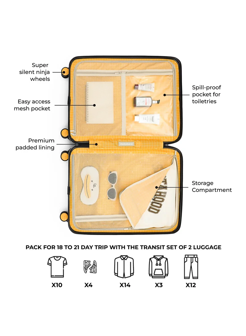 Mokobara The Transit Luggage Set - Polycarbonate Material | Crypto 2.0, Black