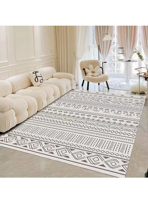 Warm Luxurious Modern Printed Rectangular Anti-Slip Carpet Polypropylene Plush Carpet Area Rug Living Room Bedroom Carpet Rectangular Soft Touch Rug Beige/Black 60x150cm