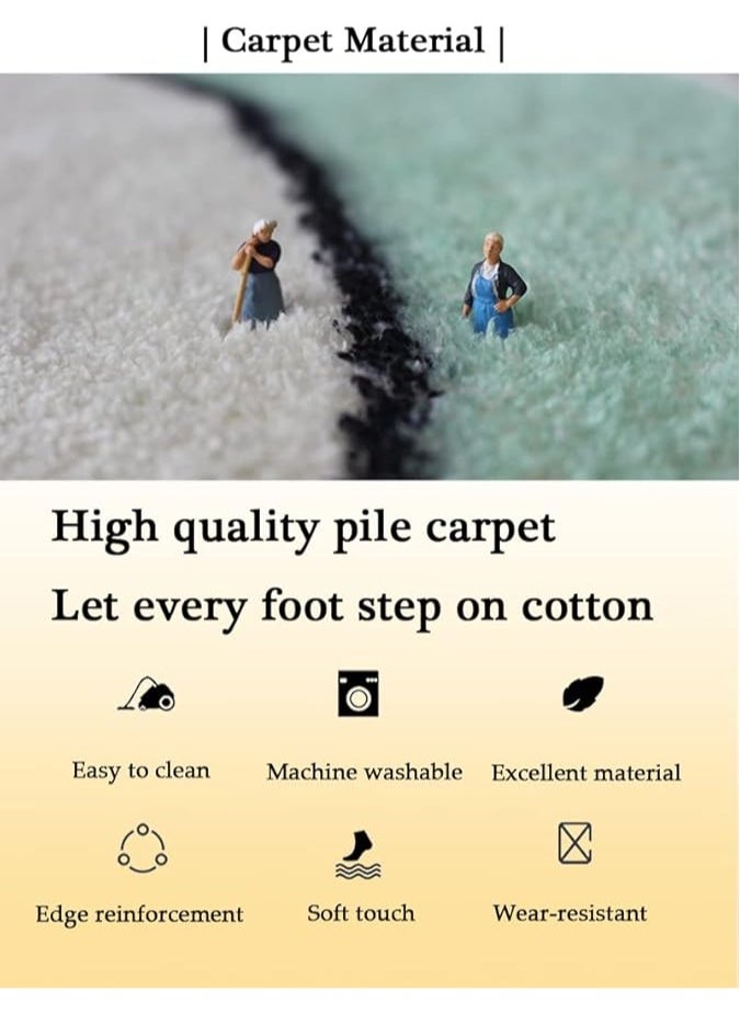 Warm Luxurious Modern Printed Rectangular Anti-Slip Carpet Polypropylene Plush Carpet Area Rug Living Room Bedroom Carpet Rectangular Soft Touch Rug Beige/Black 60x150cm