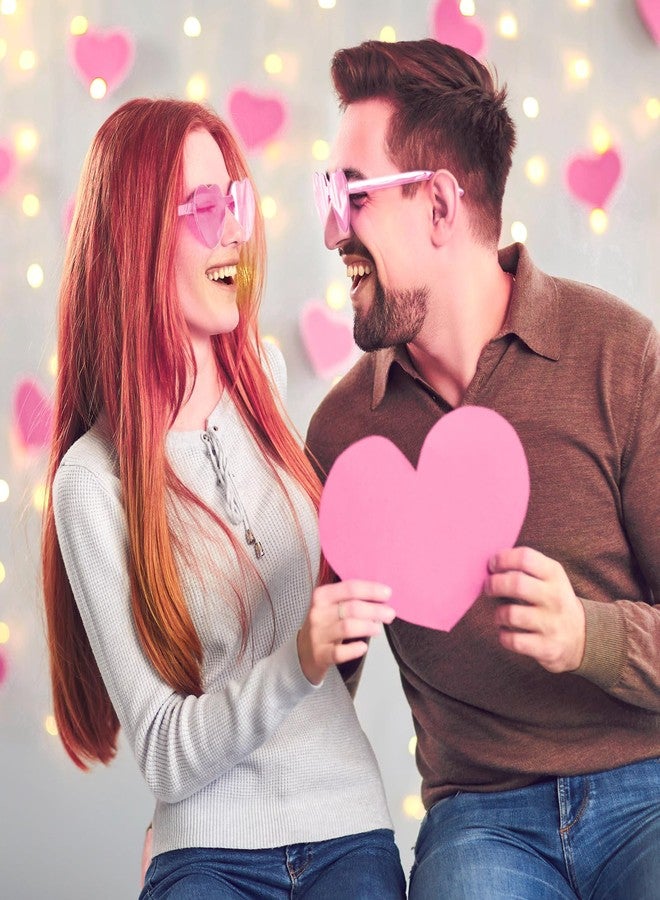 PLULON 15 Pairs Heart Sunglasses for Women Pink Heart Glasses Valentine's Day Rimless Shaped Sunglasses Candy Color Fun Glasses for Party Favor (Pink) - Image 4