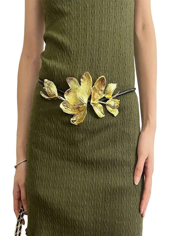Suillty Rerto Tulip Flower Waist Belt for Women Elegant Leather Rope Waistband Body Chain for Dresses Skirts Jeans - Image 1