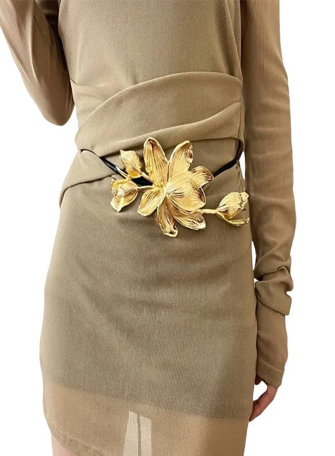 Suillty Rerto Tulip Flower Waist Belt for Women Elegant Leather Rope Waistband Body Chain for Dresses Skirts Jeans - Image 2