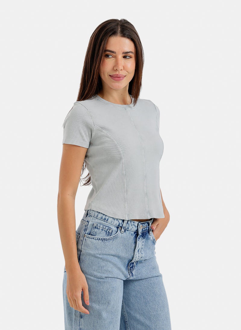Carina Stitched Panel Cropped Top - Image 2