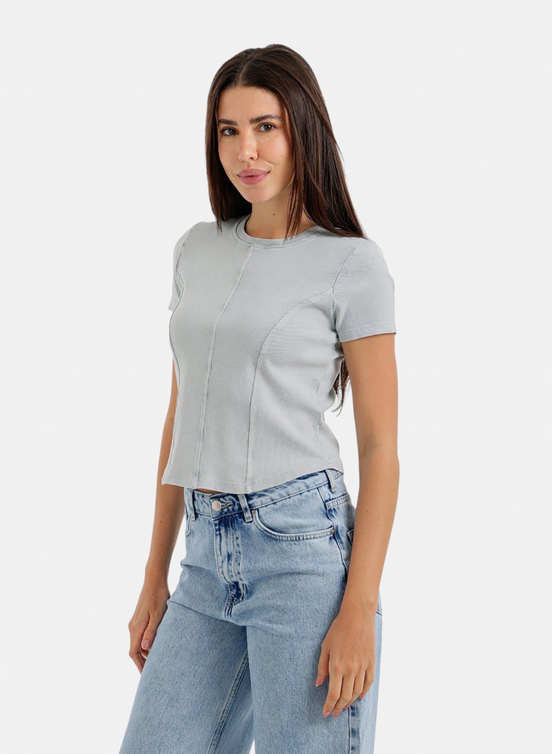 Carina Stitched Panel Cropped Top - Image 1