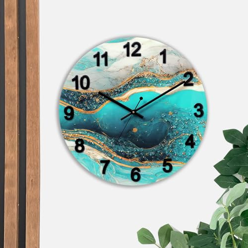 Masstone MDF Resin Crystal Embeded Without Glass Analog Wall Clock | Home Stylish Clock for Living Room | 40x40 CM | Pack of 1 (Green) - Image 3