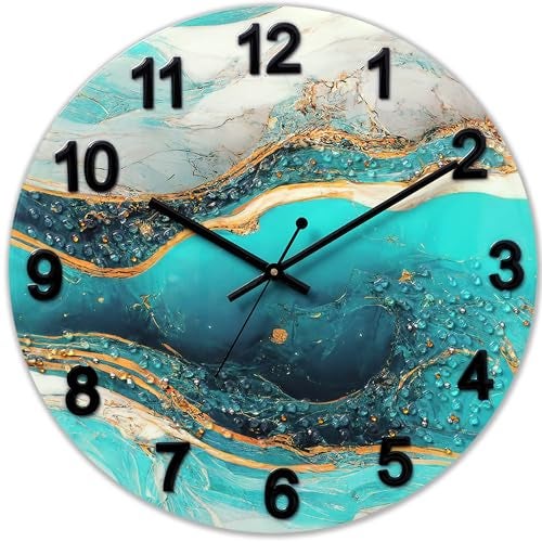 Masstone MDF Resin Crystal Embeded Without Glass Analog Wall Clock | Home Stylish Clock for Living Room | 40x40 CM | Pack of 1 (Green) - Image 1