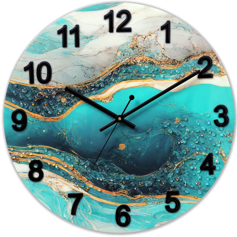 Masstone MDF Resin Crystal Embeded Without Glass Analog Wall Clock | Home Stylish Clock for Living Room | 40x40 CM | Pack of 1 (Green) - Image 5