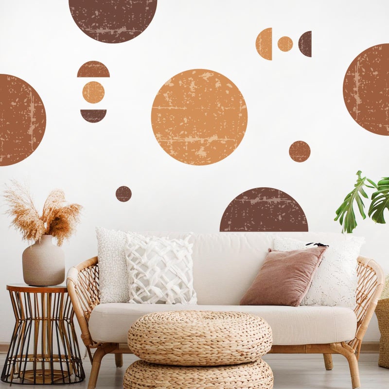 Kazova Large Circle Wall Sticker Peel and Stick Boho Wall Decals Geometric Decals Removable Semicircle Decor Stickers Boho Modern Stickers for Bedroom Living Room Headboard Decor - Image 1