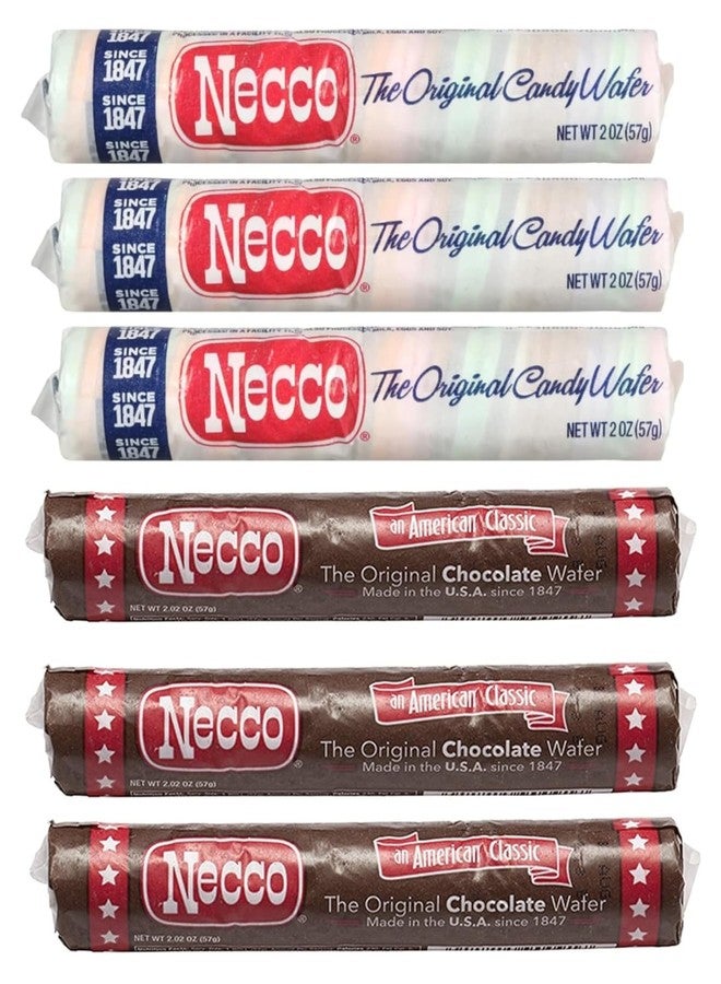 Necco Wafers Variety Pack - 6 Rolls - 3 Rolls of Chocolate and 3 Rolls of Variety - The Original Wafer Candy - Timeless Classic Everyone is Sure to Enjoy - Image 1
