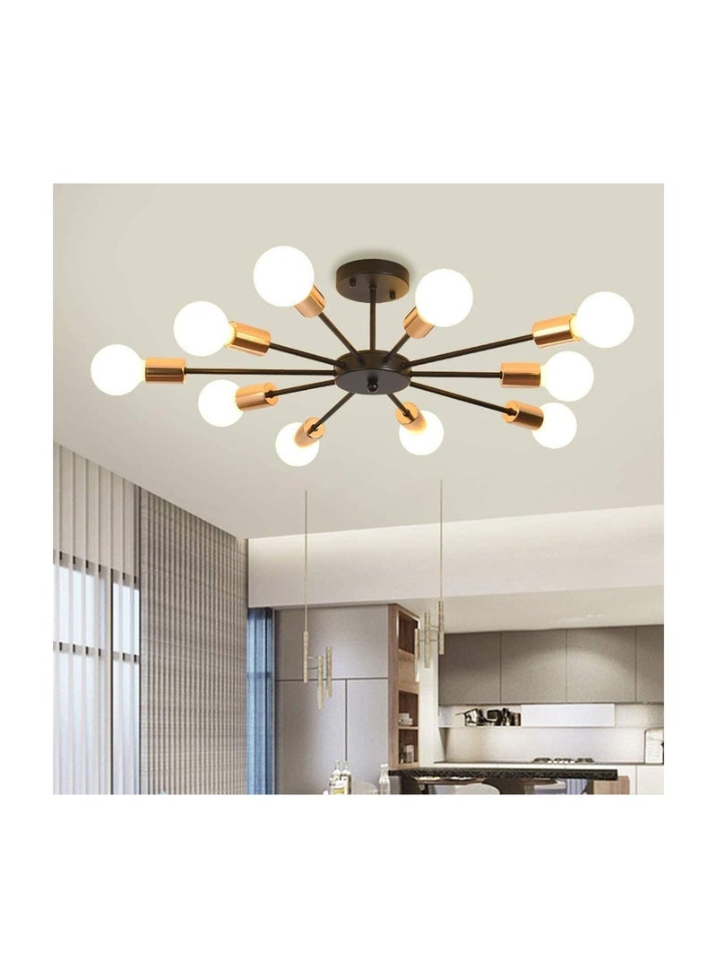 10 Light Sputnik Ceiling Light Adjustable Black Metal Ceiling Light Modern Industrial Chandelier Semi Flush Mount Ceiling Light for Living Room Bedroom Bulbs Not Included  - Image 1