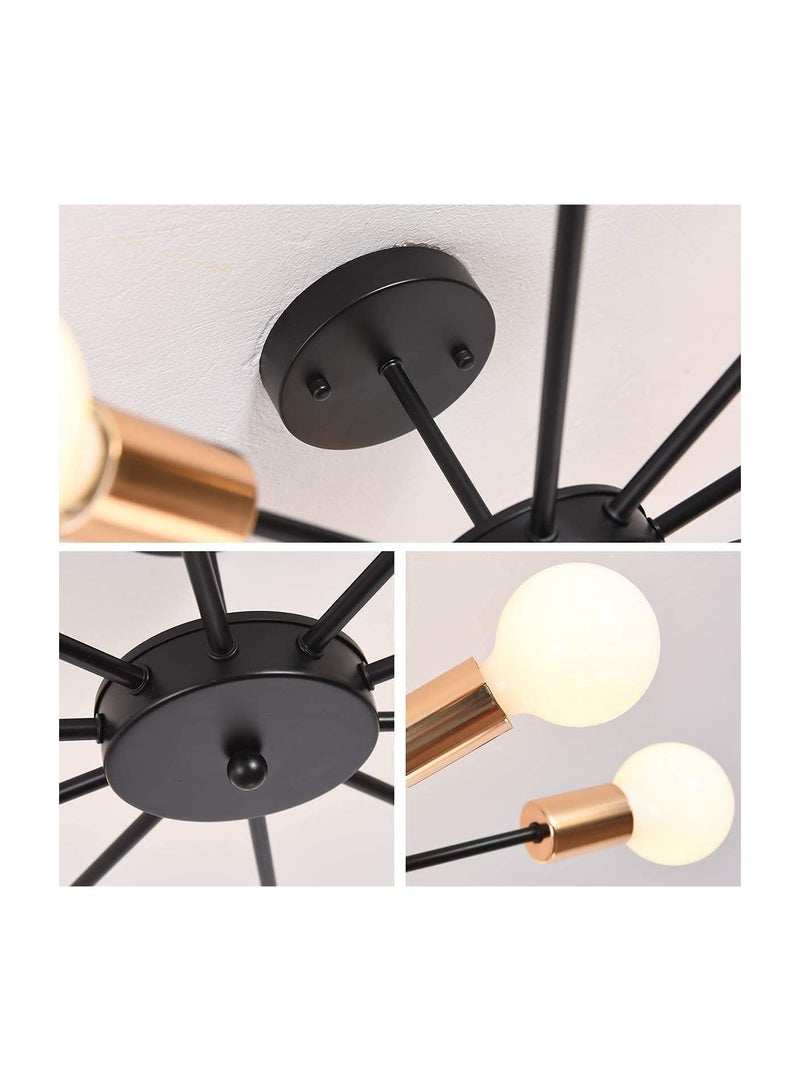 10 Light Sputnik Ceiling Light Adjustable Black Metal Ceiling Light Modern Industrial Chandelier Semi Flush Mount Ceiling Light for Living Room Bedroom Bulbs Not Included  - Image 5
