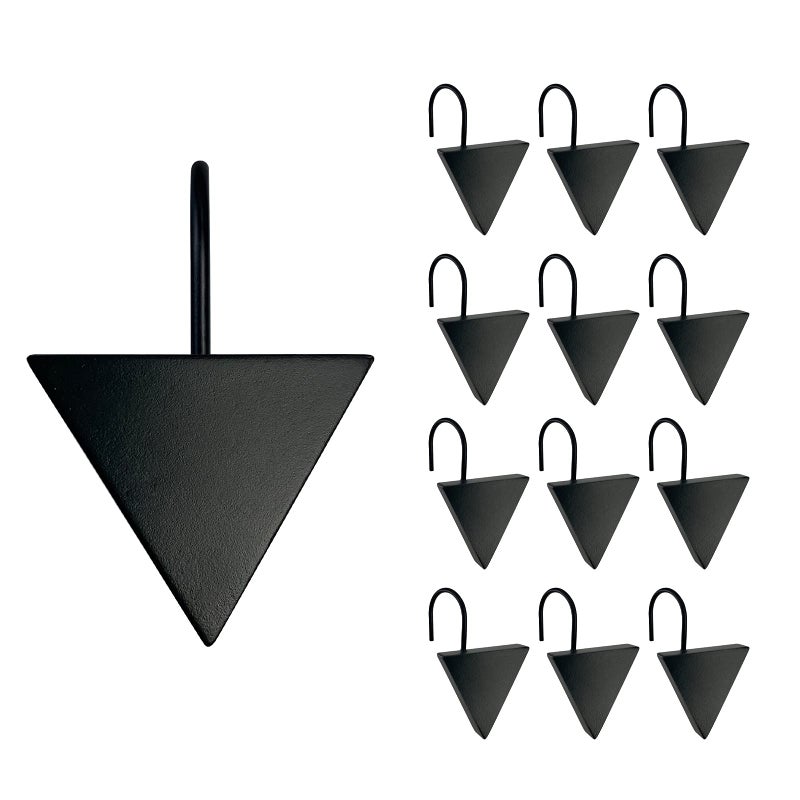 Sunlit Sunlit Geometric Decorative Shower Curtain Hooks Matt Triangle Geometric Black Shower Curtain Rings Resin Bathroom Decoration Boho Shower Curtain Hooks12 Pack 