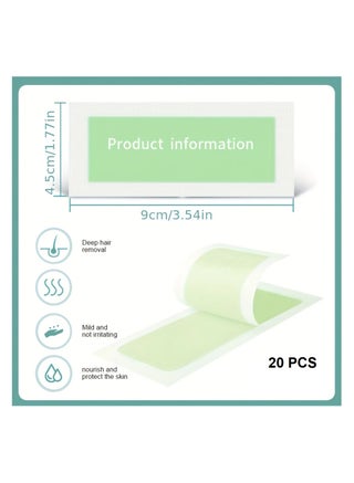 20 Facial Wax Strips – Designed for Precise, Gentle, and Easy Hair Removal – Ideal for Eyebrows, Upper Lip, Mustache, and Cheeks – 2-in-1 Design (Each Strip Can Be Split into Two) – Face Wax Strips for Painless Hair Removal - view 2